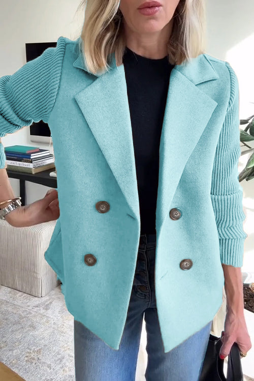 Jaz - Chic Knit-Sleeve Blazer