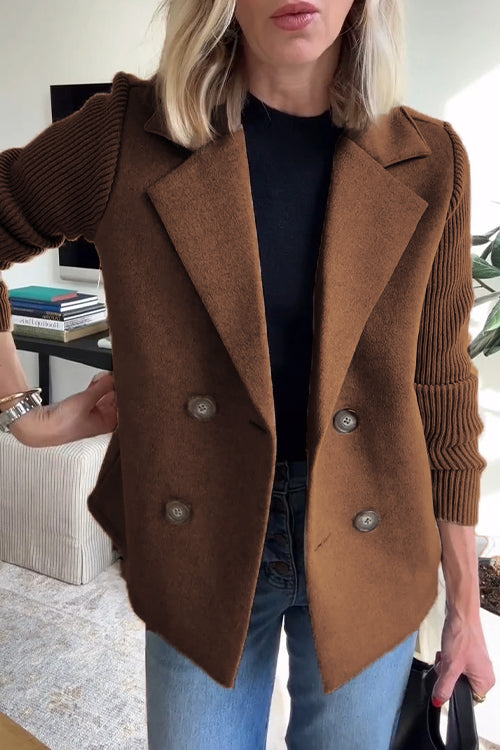 Jaz - Chic Knit-Sleeve Blazer