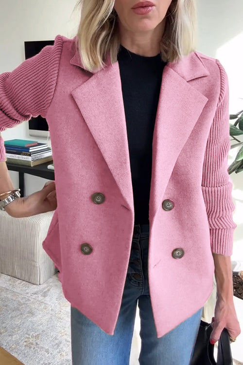Jaz - Chic Knit-Sleeve Blazer