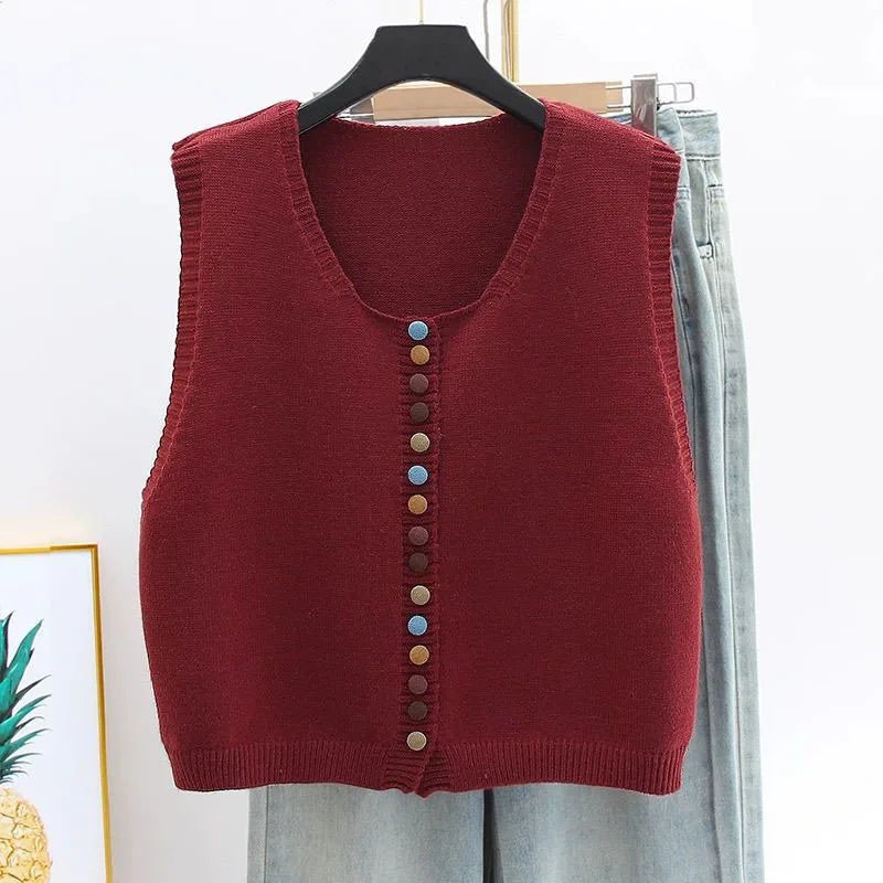 THE MARIBEL | KNITTED VEST WITH COLORFUL BUTTONS