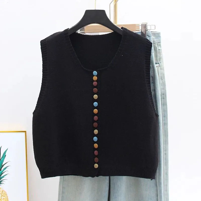 THE MARIBEL | KNITTED VEST WITH COLORFUL BUTTONS