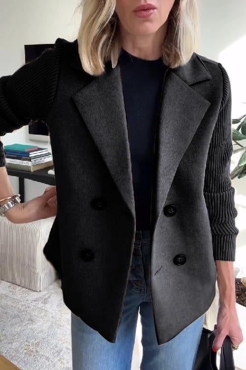 Jaz - Chic Knit-Sleeve Blazer