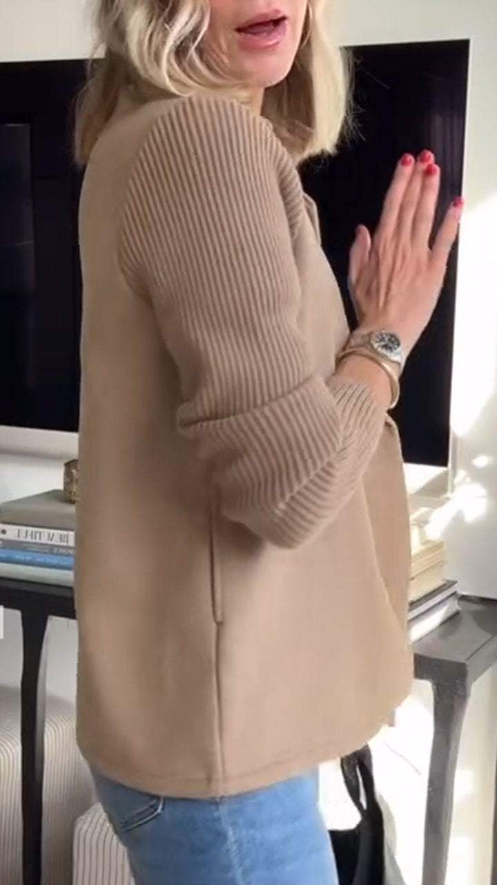 Jaz - Chic Knit-Sleeve Blazer