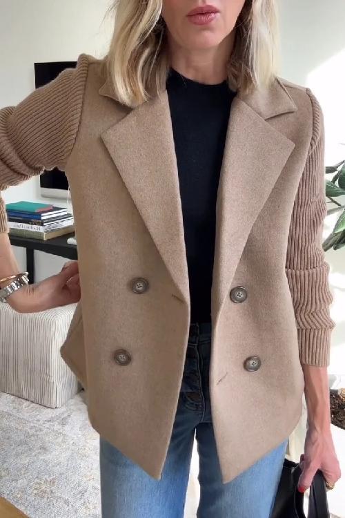 Jaz - Chic Knit-Sleeve Blazer